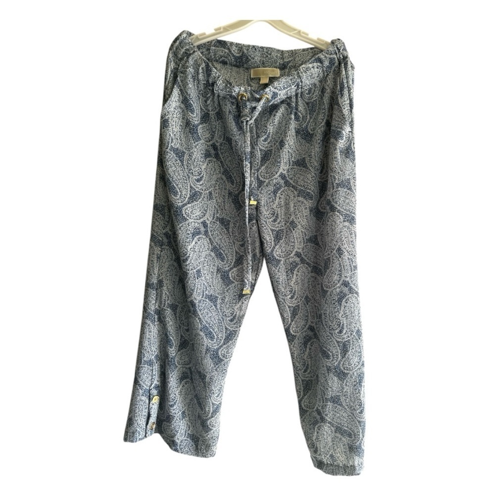 MICHAEL Michael Kors Blue and White Wide Leg Pants